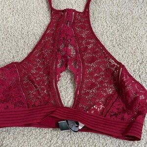 Victoria's Secret Lace Halter Bralette - Deep Red